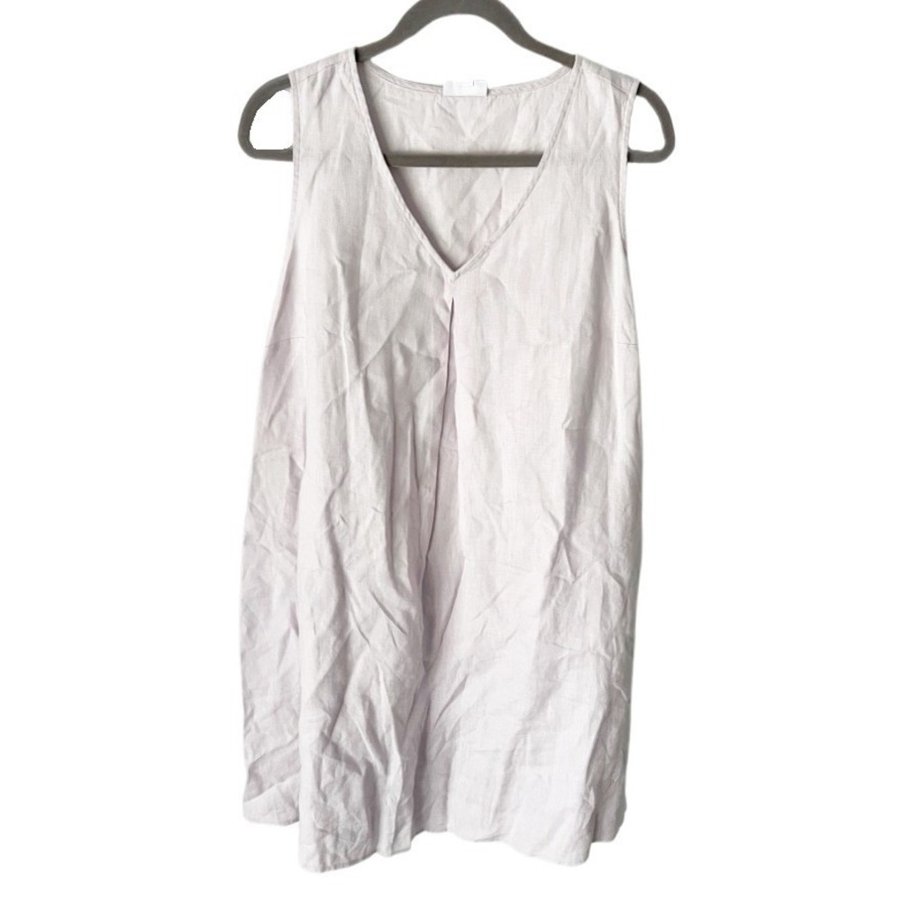 J. Jill Love Linen Soft Purple 100% Linen Sleeveless Shift Dress Large Coastal